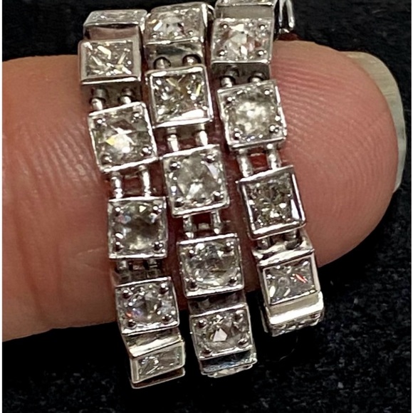 TIFFANY & CO SOLID 18K WHITE GOLD PRINCESS & ROSE CUT DIAMOND BRACELET - Picture 5 of 10